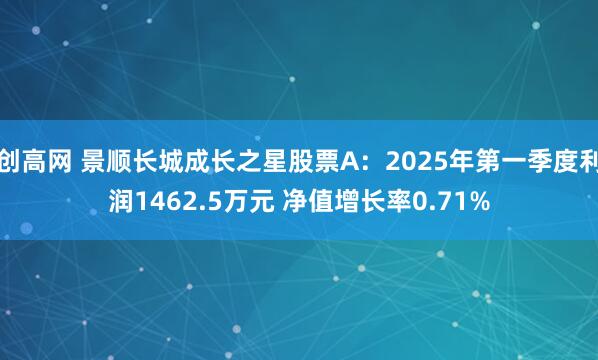 创高网 景顺长城成长之星股票A：2025年第一季度利润1462.5万元 净值增长率0.71%