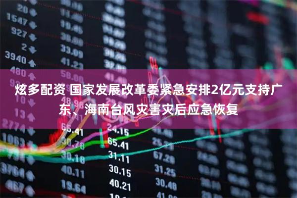 炫多配资 国家发展改革委紧急安排2亿元支持广东、海南台风灾害灾后应急恢复